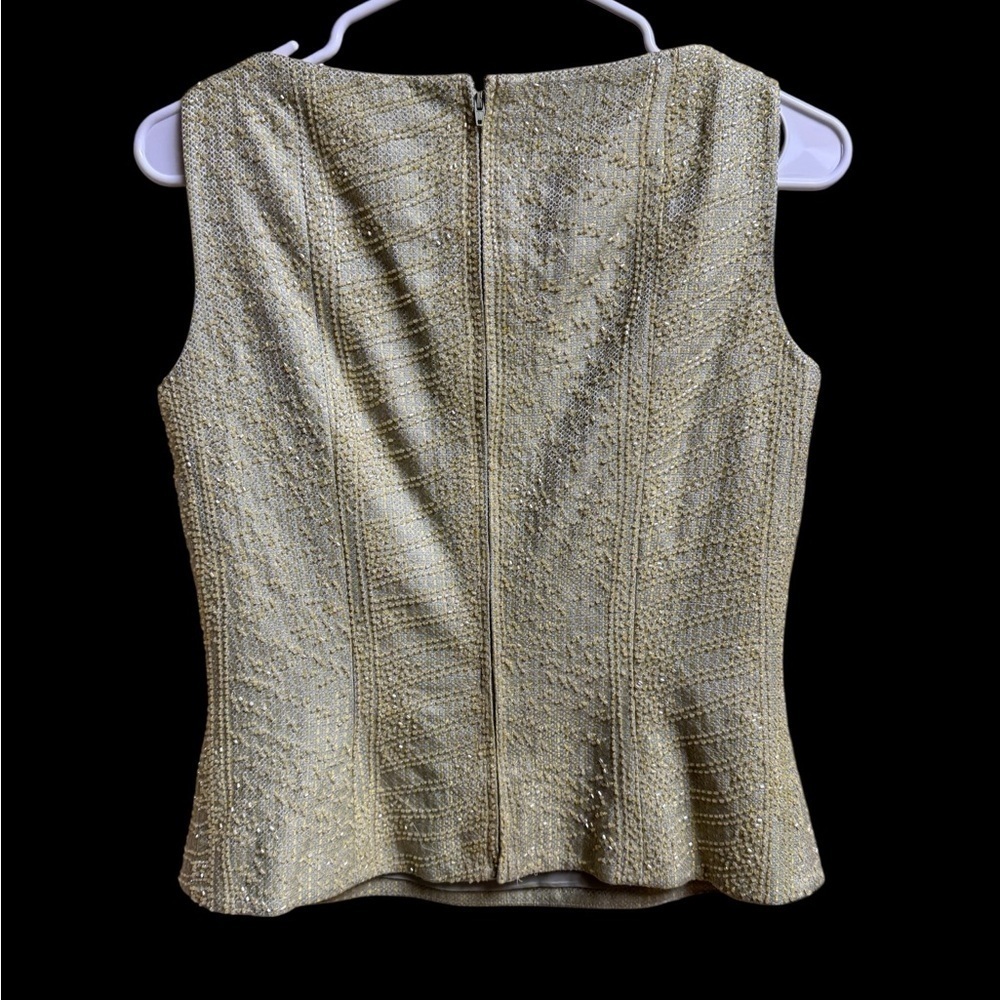 Carmen Marc Valvo Signature Sleeveless Metallic Brocade Top Size 4 - Picture 2 of 6
